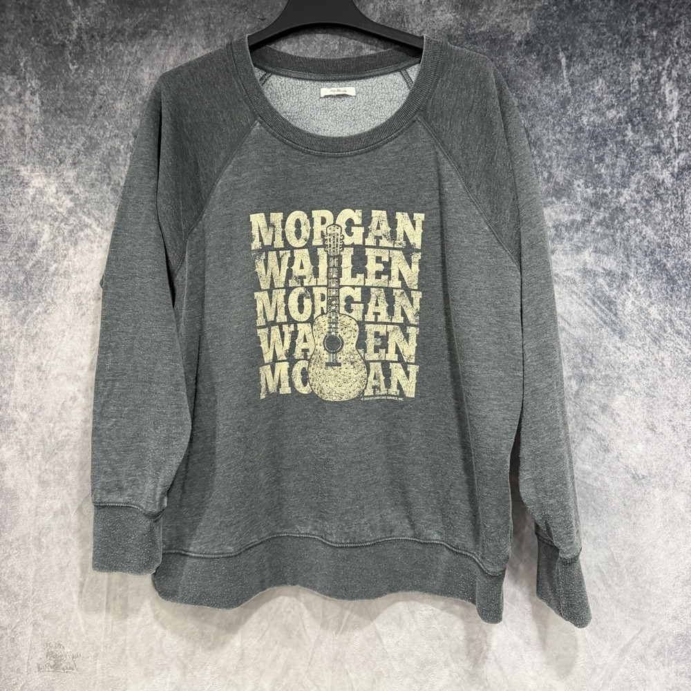 Morgan Wallen Sweatshirt Womens XL Gray Country Music Guitar Graphic Maurices